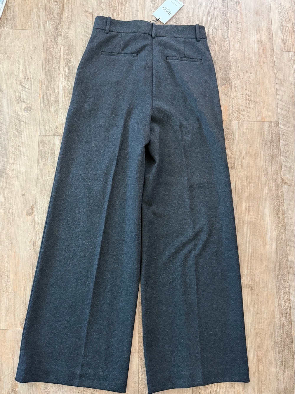 Theory Charcoal Wide Leg Trousers - Picture 3 of 4